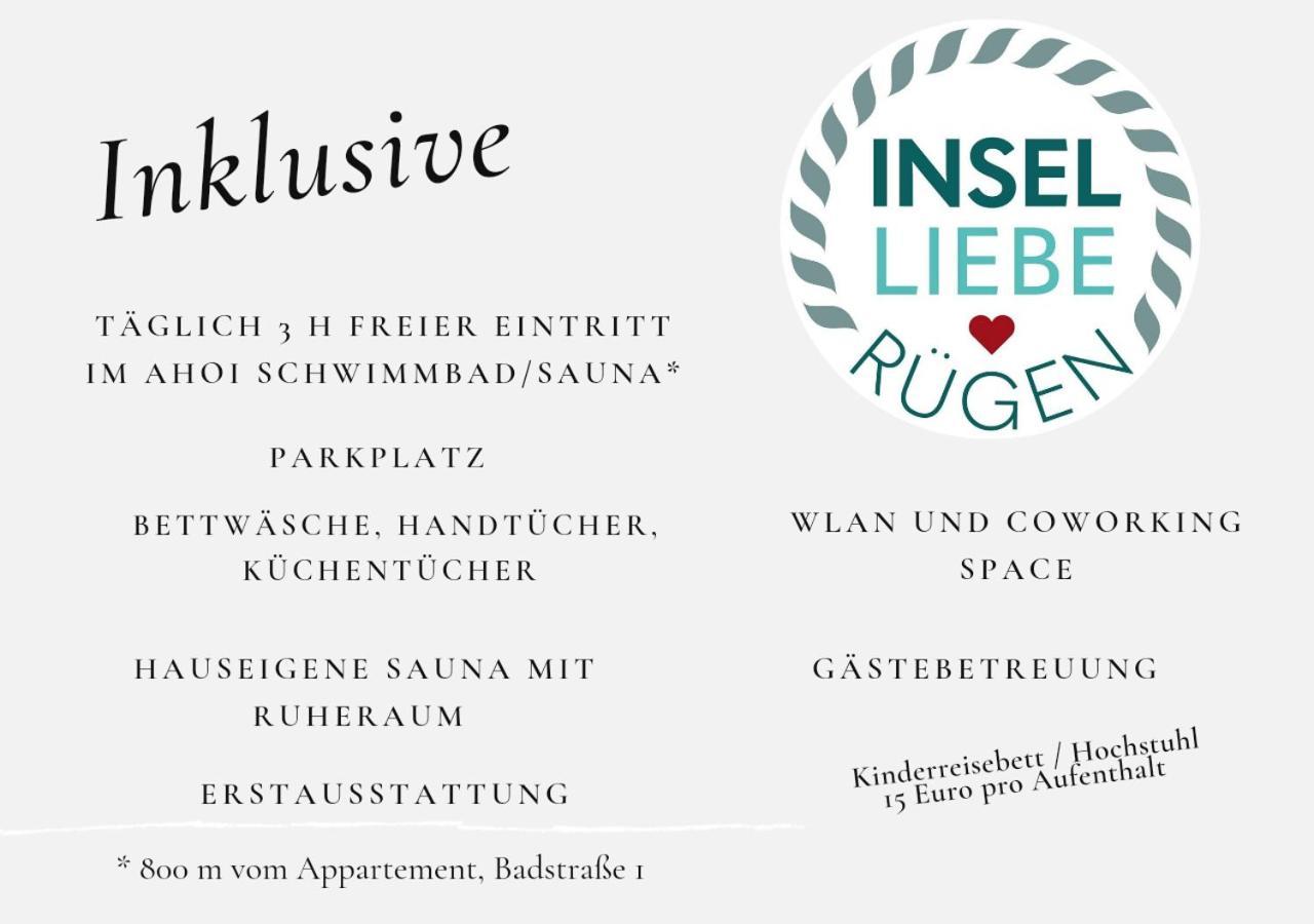 Das Appartement Inselliebe Ruegen Inkl Sauna Und 3H Taeglich Eintritt Ahoi Schwimmbad Sellin  Zewnętrze zdjęcie